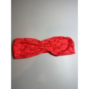 PINK Victoria's Secret Lace Bandeau Tube Top Ruched Front Coral